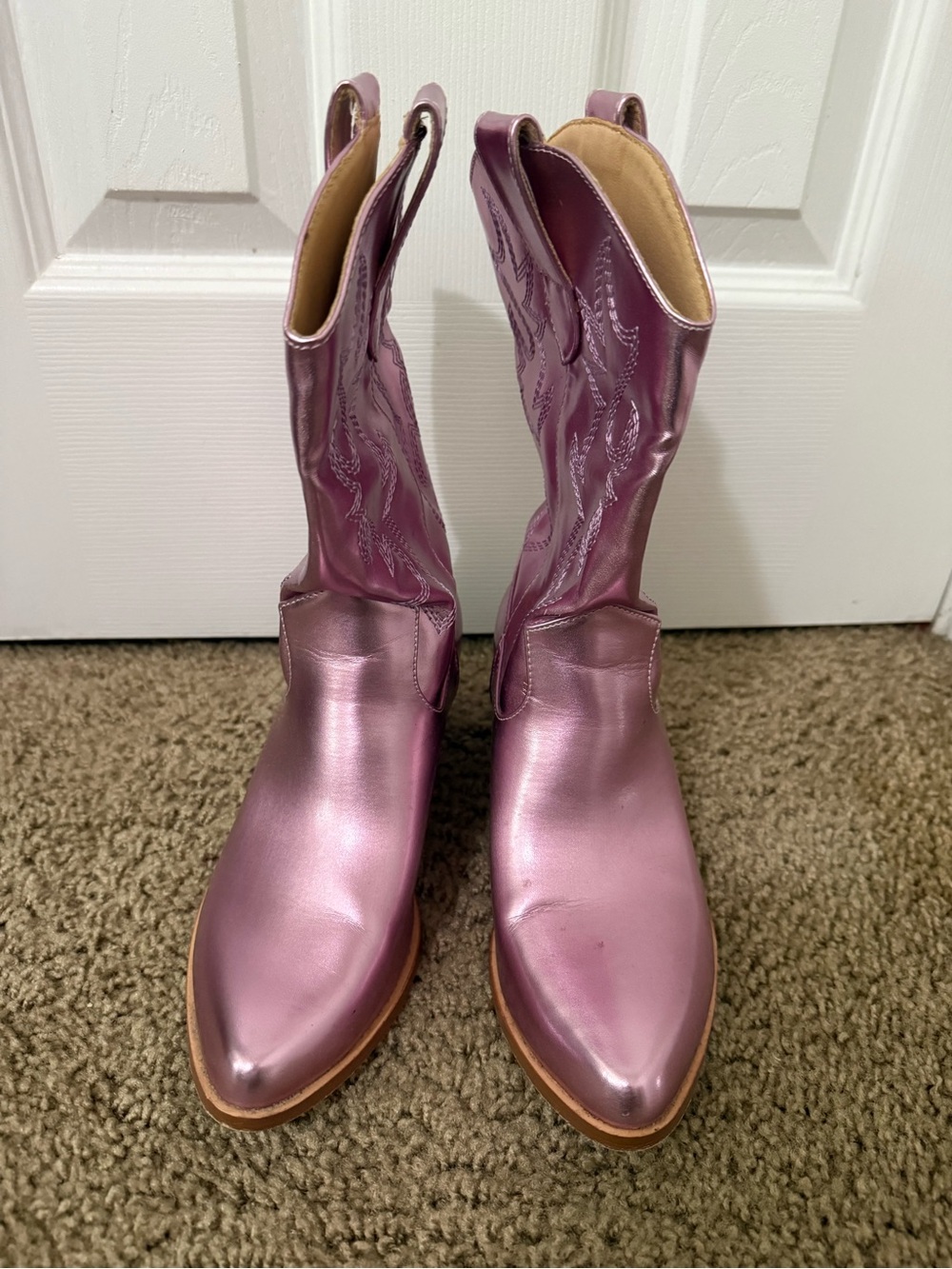 Amazon Metallic Rose Lace-Up Western Boots